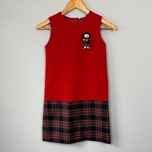 Dolce & Gabbana Tartan Plaid Dress with Doll Broach. Size 9/10.